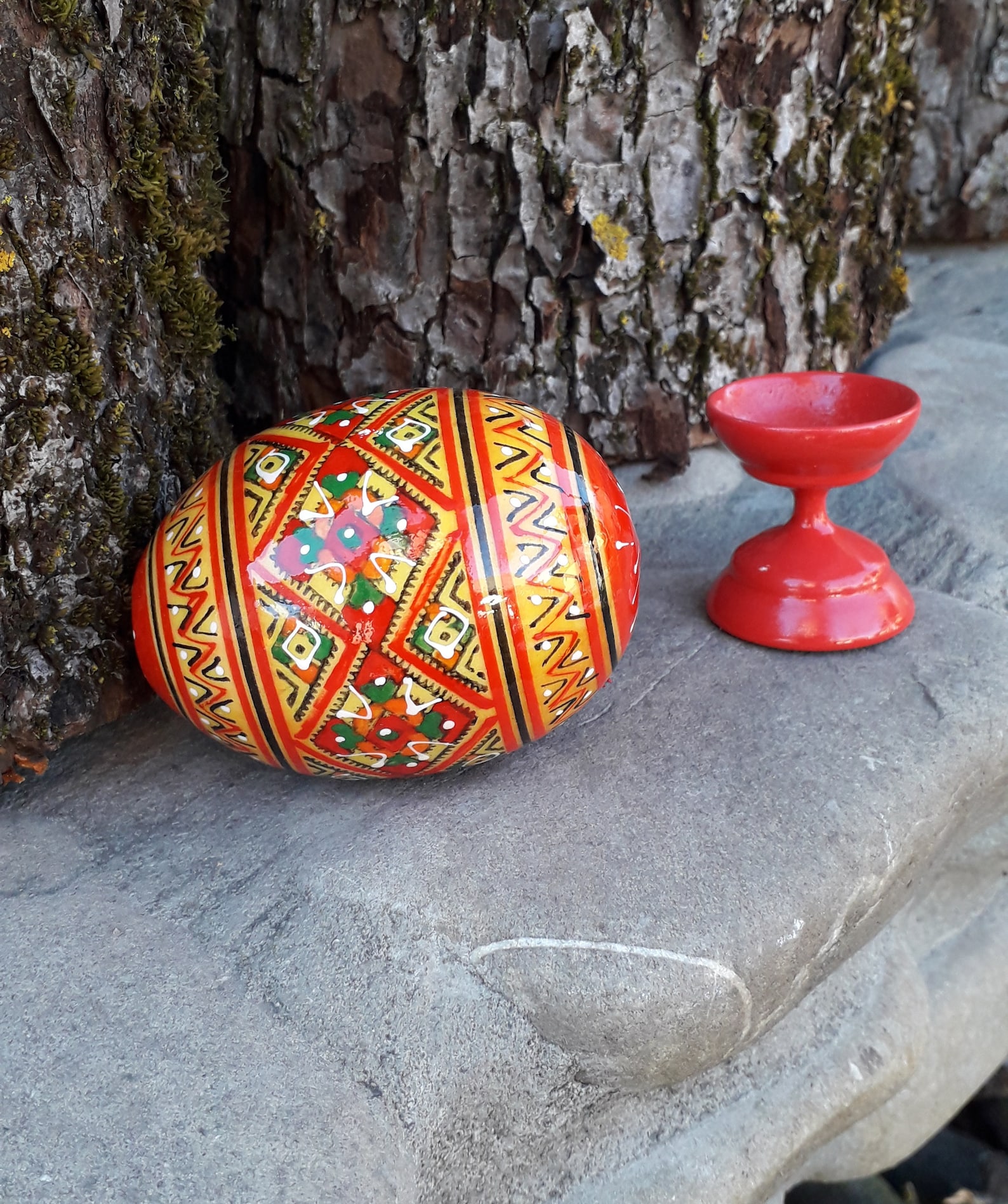 1 Pc. Easter Egg With Stand Ukrainian Painted Wooden Easter Egg Pysanky ...
