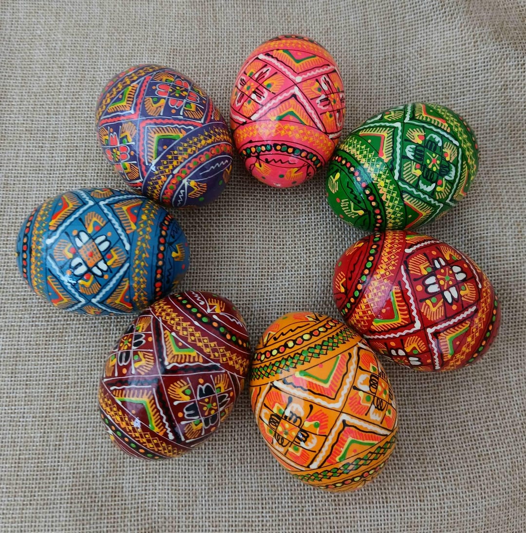 1-7pcs. Ukrainian Painted Wooden Easter Egg Pysanky Pysanka Handmade ...
