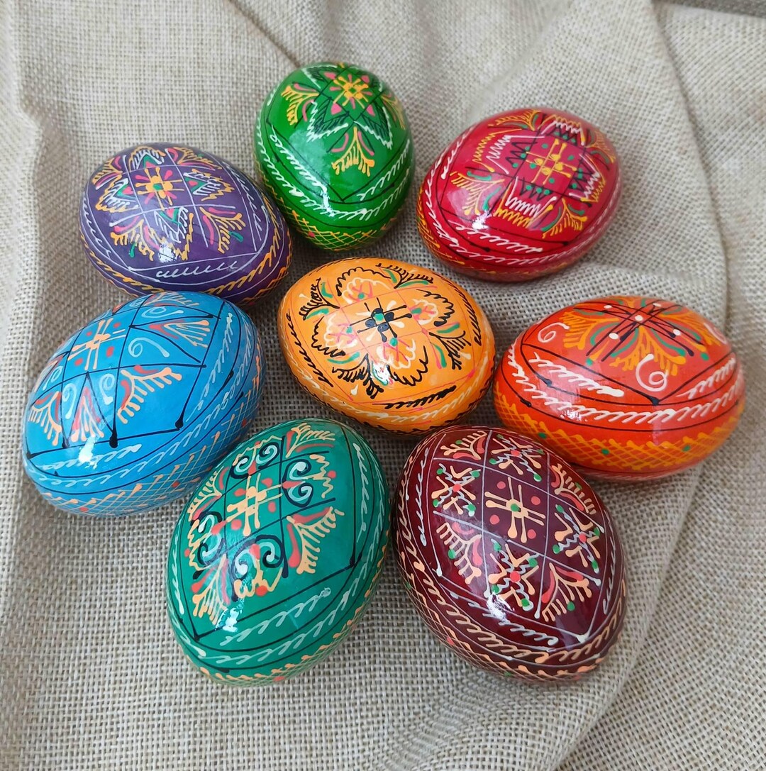 1pc Ukrainian Painted Wooden Easter Egg Pysanky Pysanka Ukrainian ...