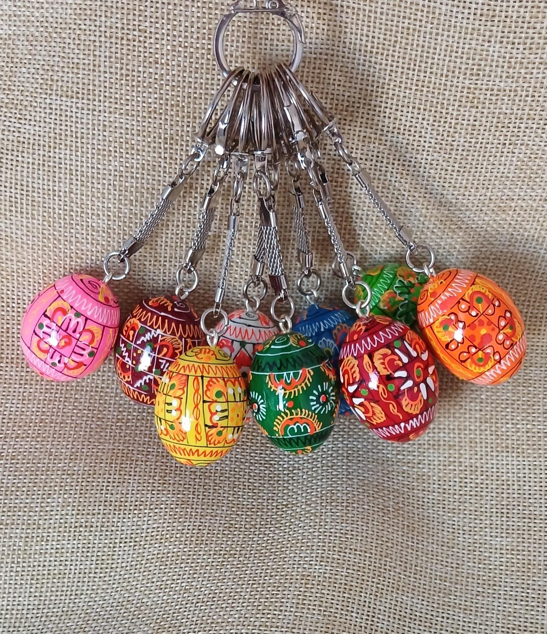 Set of 1-100 Keychains Small Ukrainian Painted Wooden Easter Eggs for a ...