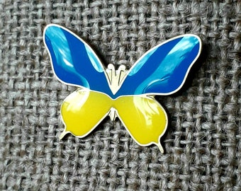 Butterfly Ukrainian flag Lapel Pin Metal Golden Color badge Ukrainian Gift Ukraine souvenir