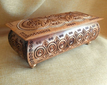 Jewelry box Wood Carved Box Handmade Necklace Jewelry Gift Box Wedding gifts