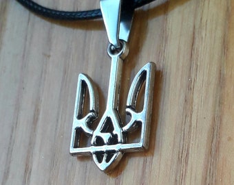 Pendant Trident Silver Color Ukrainian Tryzub Ukraine Metal Ukrainian coat of arms Trident Tryzub Emblem of Ukraine Present Gift 1"