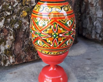 1 pc. Easter egg with stand Ukrainian Painted Wooden Easter Egg Pysanky Pysanka Easter Ornament Gift UKRAINE present souvenir 2,25"
