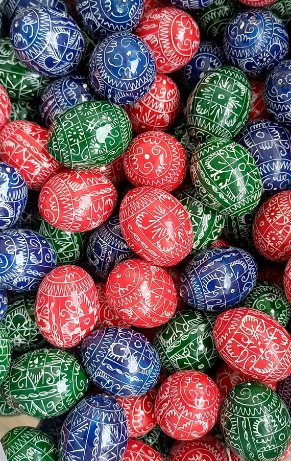 Set 6 houten paaseieren, Oekraïense traditionele pysanky, handgeschilderde ornamenteieren, Oekraïne souvenir en cadeau Handgemaakt schilderij - Nederland