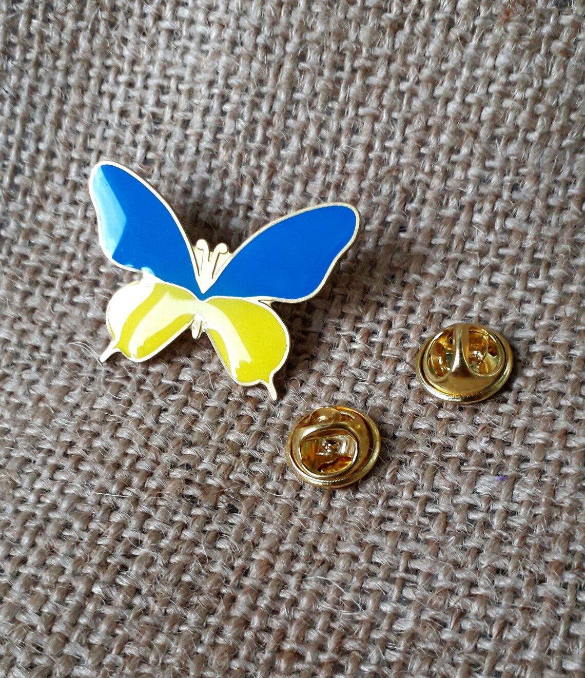 Butterfly Ukrainian Flag Lapel Pin Metal Golden Color Badge Etsy
