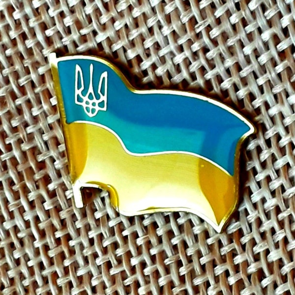 Ukrainian flag Ukrainian Lapel Pin Tryzub Trident Metal Golden Color badge Ukrainian coat of arms Trident Tryzub Ukraine
