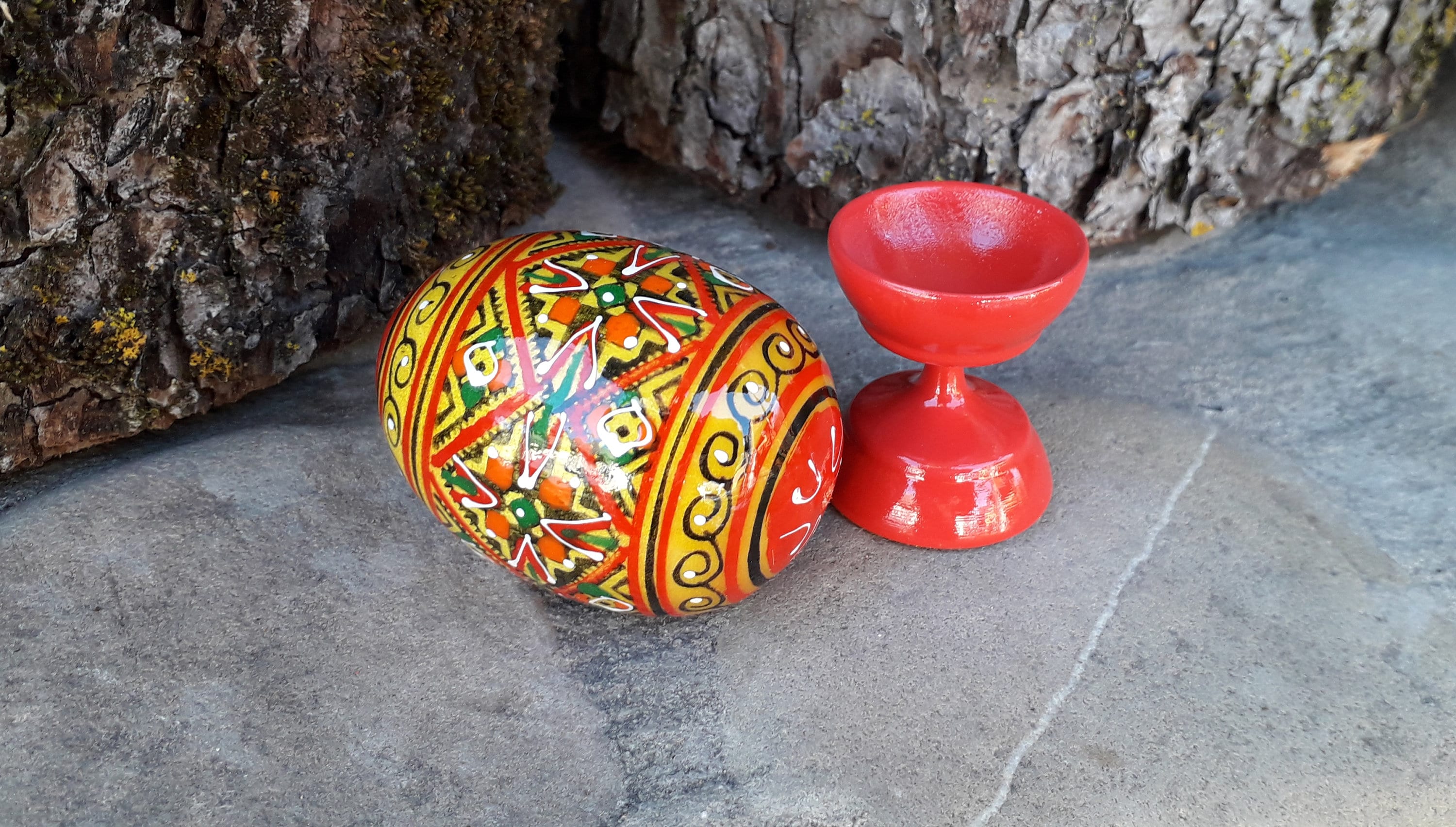 1 Pc. Easter Egg With Stand Ukrainian Painted Wooden Easter Egg Pysanky ...