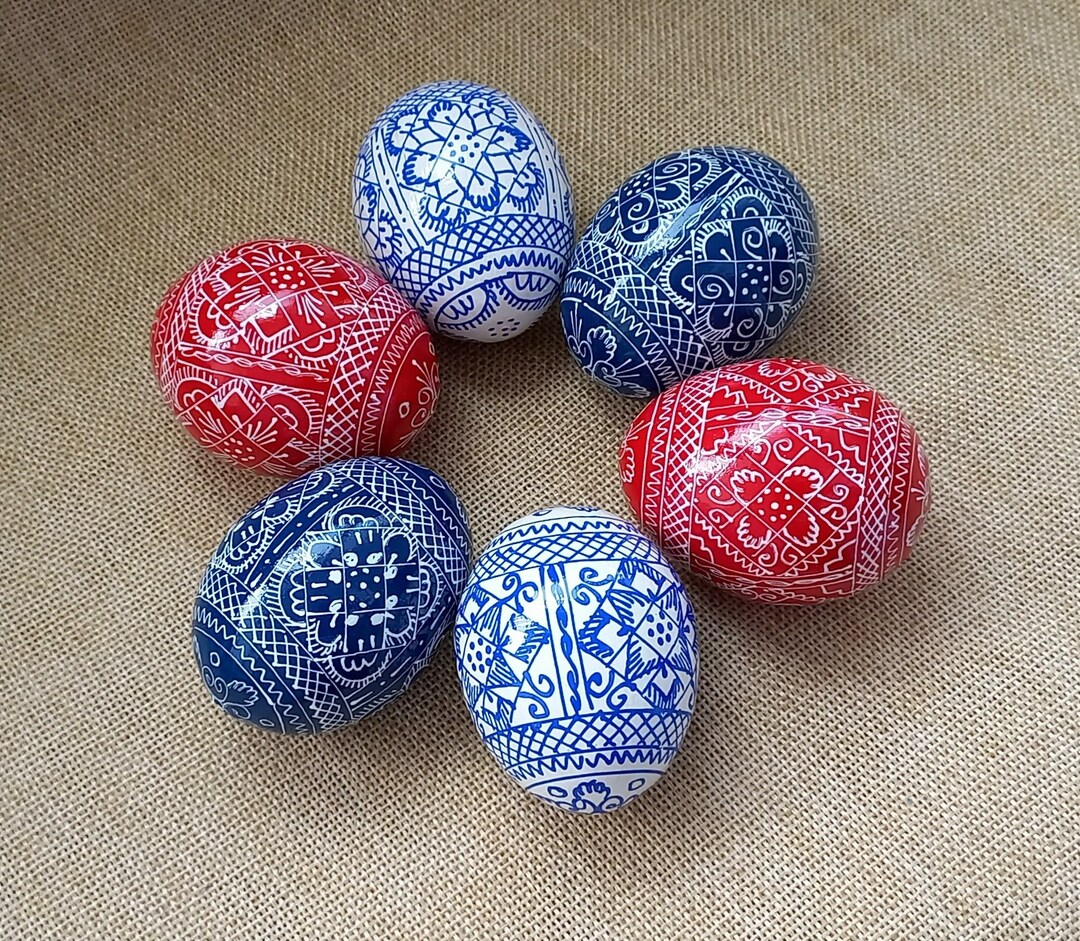 Set of 6 Ukrainian Painted Wooden Easter Eggs Pysanky Pysanka Ukrainian ...