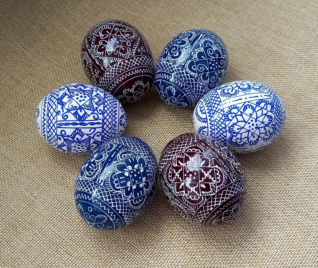 Set of 6 Ukrainian Painted Wooden Easter Eggs Pysanky Pysanka Ukrainian ...