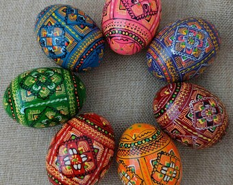 1pc Ukrainian Painted Wooden Easter Egg Pysanky Pysanka Ukrainian Pysanka Easter Gift UKRAINE Ukraine Ukrainian souvenir 2.25"