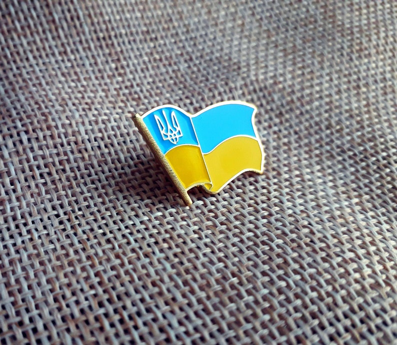 Ukrainian flag Ukrainian Lapel Pin Gold plated Tryzub Trident Etsy