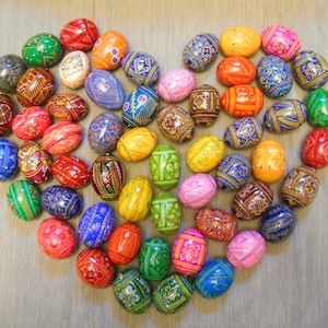 Easter heart Set of 20 Ukrainian Painted Wooden Easter Eggs Pysanka Ukrainian Pysanky Easter Gift UKRAINE Україна Ukrainian souvenir 2,5&quot;