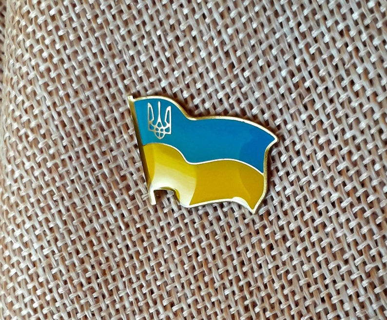 Ukrainian Flag Ukrainian Lapel Pin Tryzub Trident Metal Golden - Etsy