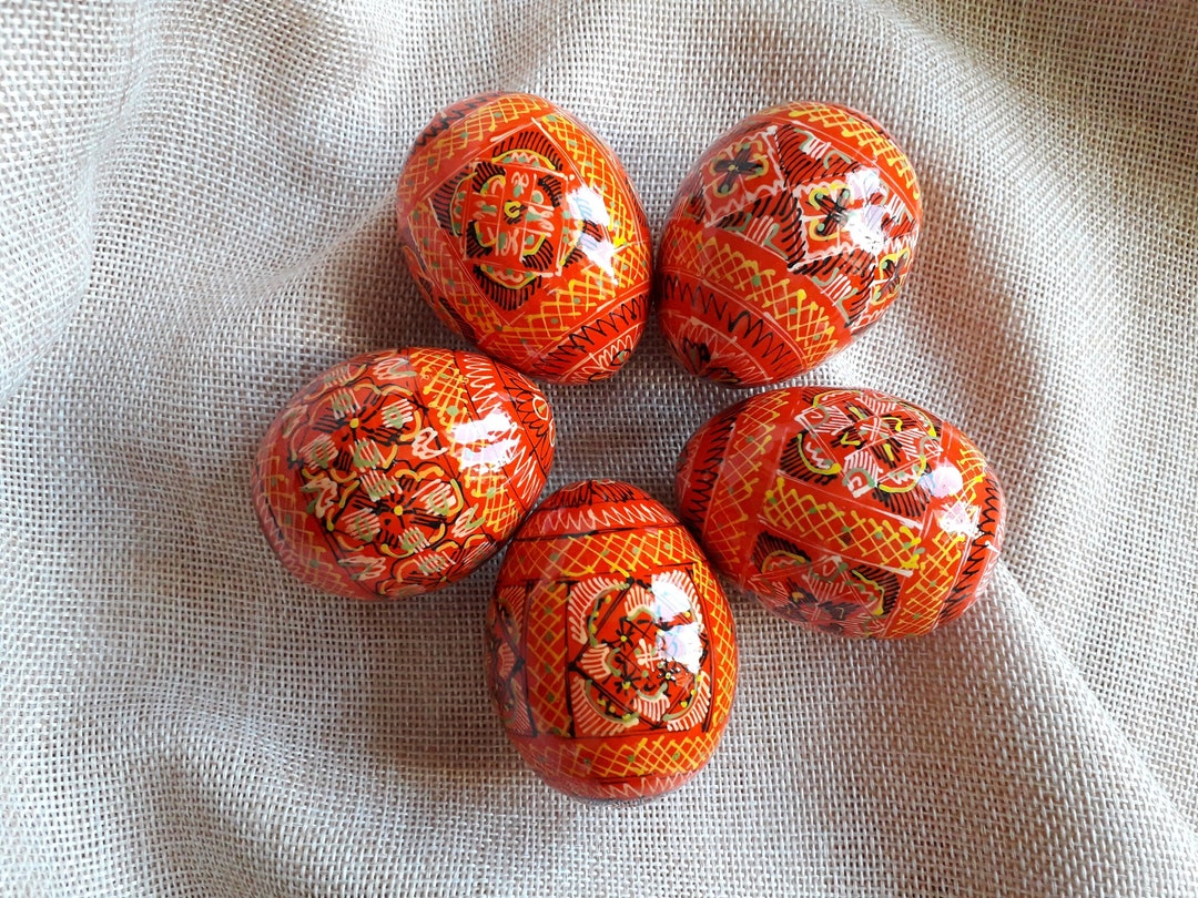 Set of 5 Ukrainian Painted Wooden Easter Eggs Pysanky Pysanka Ukrainian ...