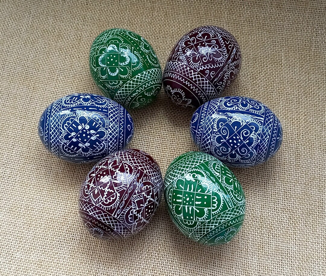 Set of 6 Ukrainian Painted Wooden Easter Eggs Pysanky Pysanka Ukrainian ...
