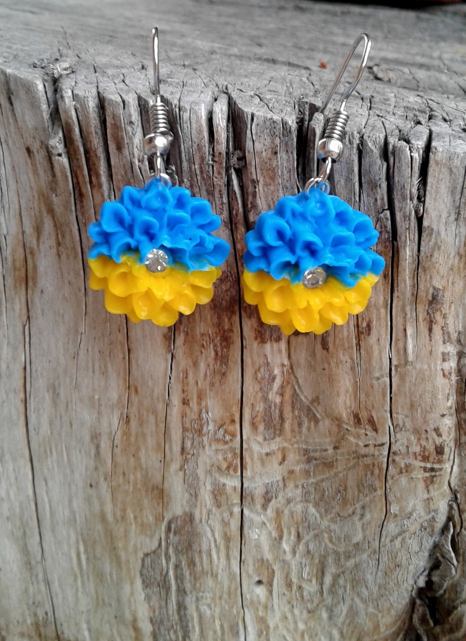 Earrings Ukrainian flag Ukrainian earrings flowers Blue and | Etsy