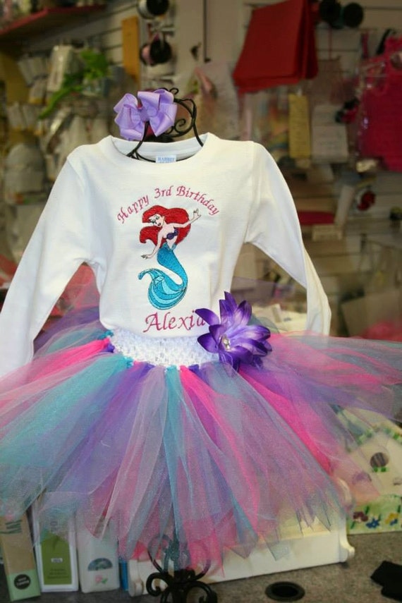 Ariel Little Mermaid Pink Turquoise Purple 3rd Birthday Outfit Etsy