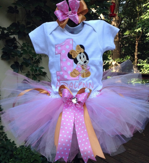 pink and gold minnie mouse 1st birthday outfit