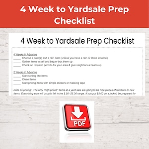 Yardsale checklist, Garage sale checklist, Yard sale planning printable, Garage sale planning printable, Yard sale checklist pdf