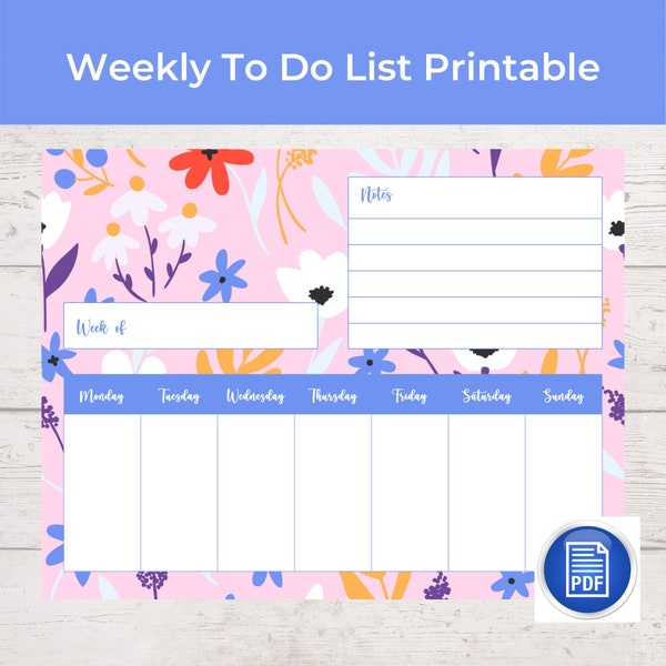 Desk weekly planner | 2021 Planner Weekly | Weekly to do list | Weekly Planner | Weekly notepad | Undated planner | Weekly schedule | To Do