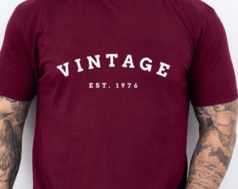 Vintage est 1976 Men's T-Shirt, 50th Birthday Gift For Men Him Dad Husband 50 Year Old Man