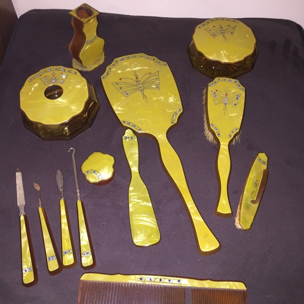 Vintage Celluloid 16-pc. Vanity Set