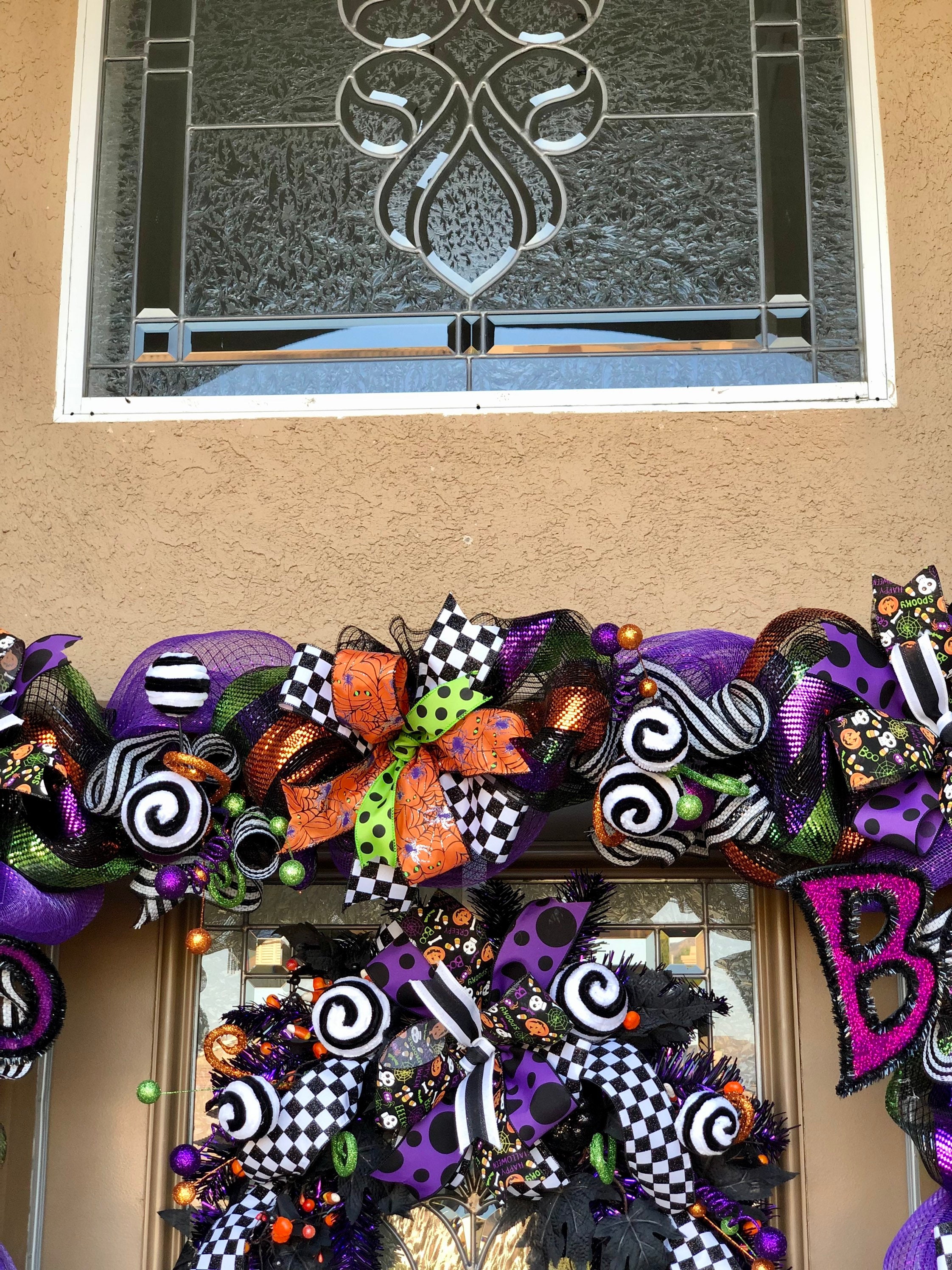 Halloween Garland, Halloween Front Door Decor, Halloween Door Swag, Halloween Outdoor Decor