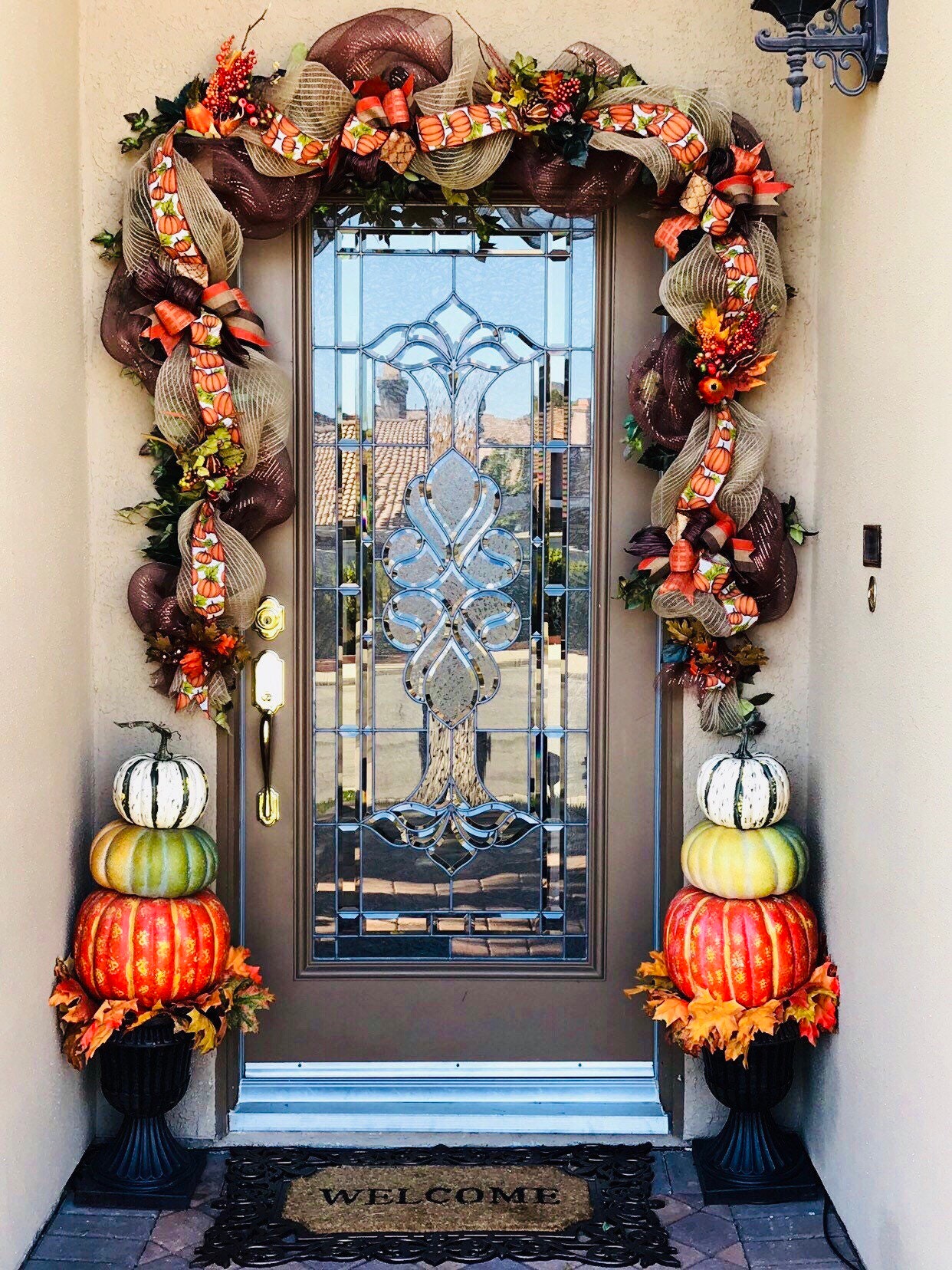 Fall Front Door Garland Farmhouse Front Door Garland Autumn Door 