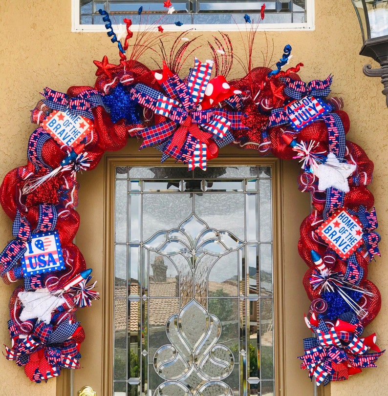 Patriotic Front Door Swag 4th Of July Swag Americana Front Etsy