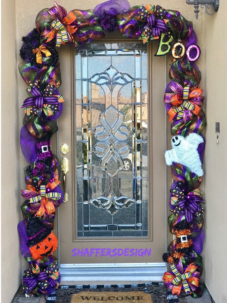 Halloween Garland Outdoor
 Halloween Garland with Lights Halloween Front Door Decor Halloween