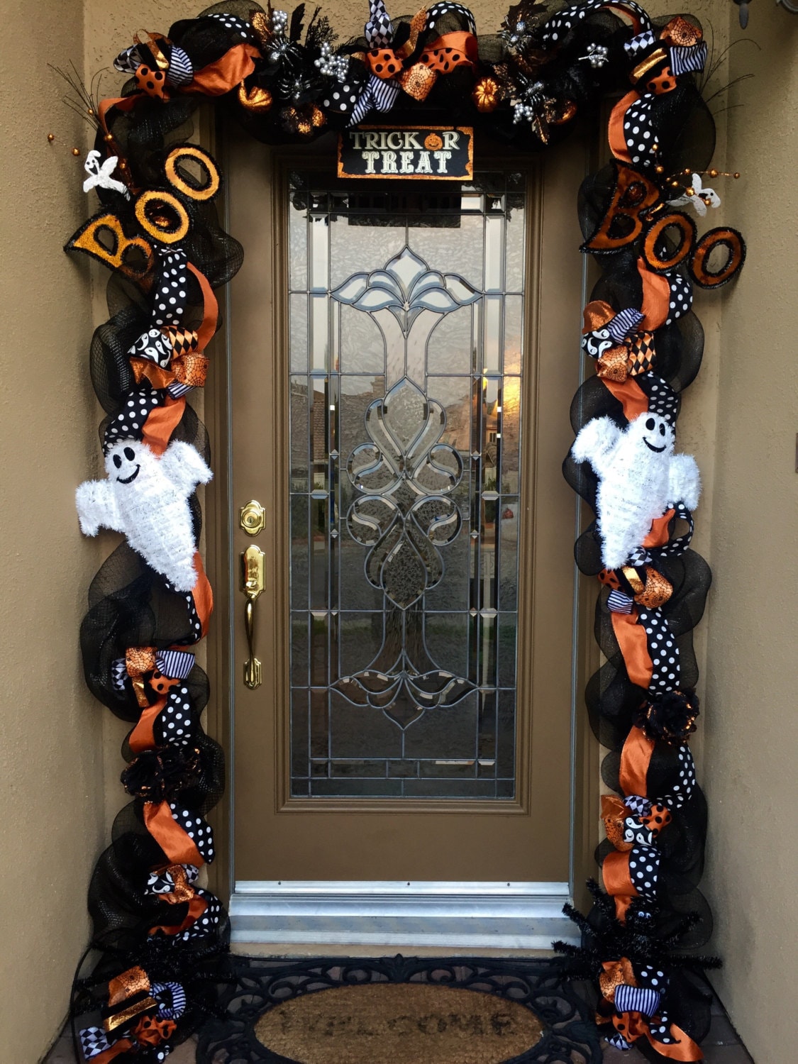 Halloween Garland, Orange and Black Halloween Decor, Halloween Swag