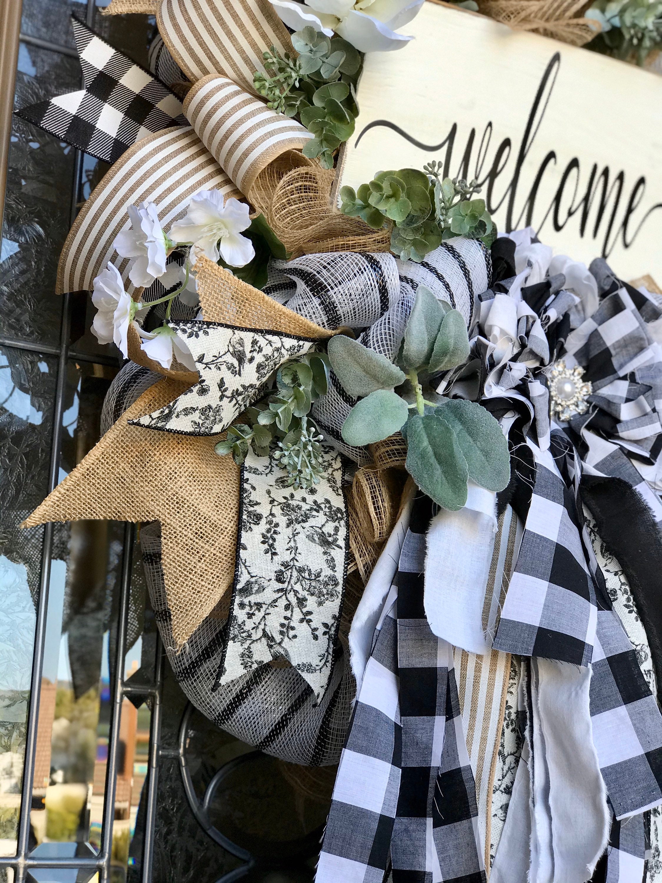 Everyday Farmhouse Wreath, Buffalo Check Wreath, Modern Farmhouse Decor, Magnolia Wreath