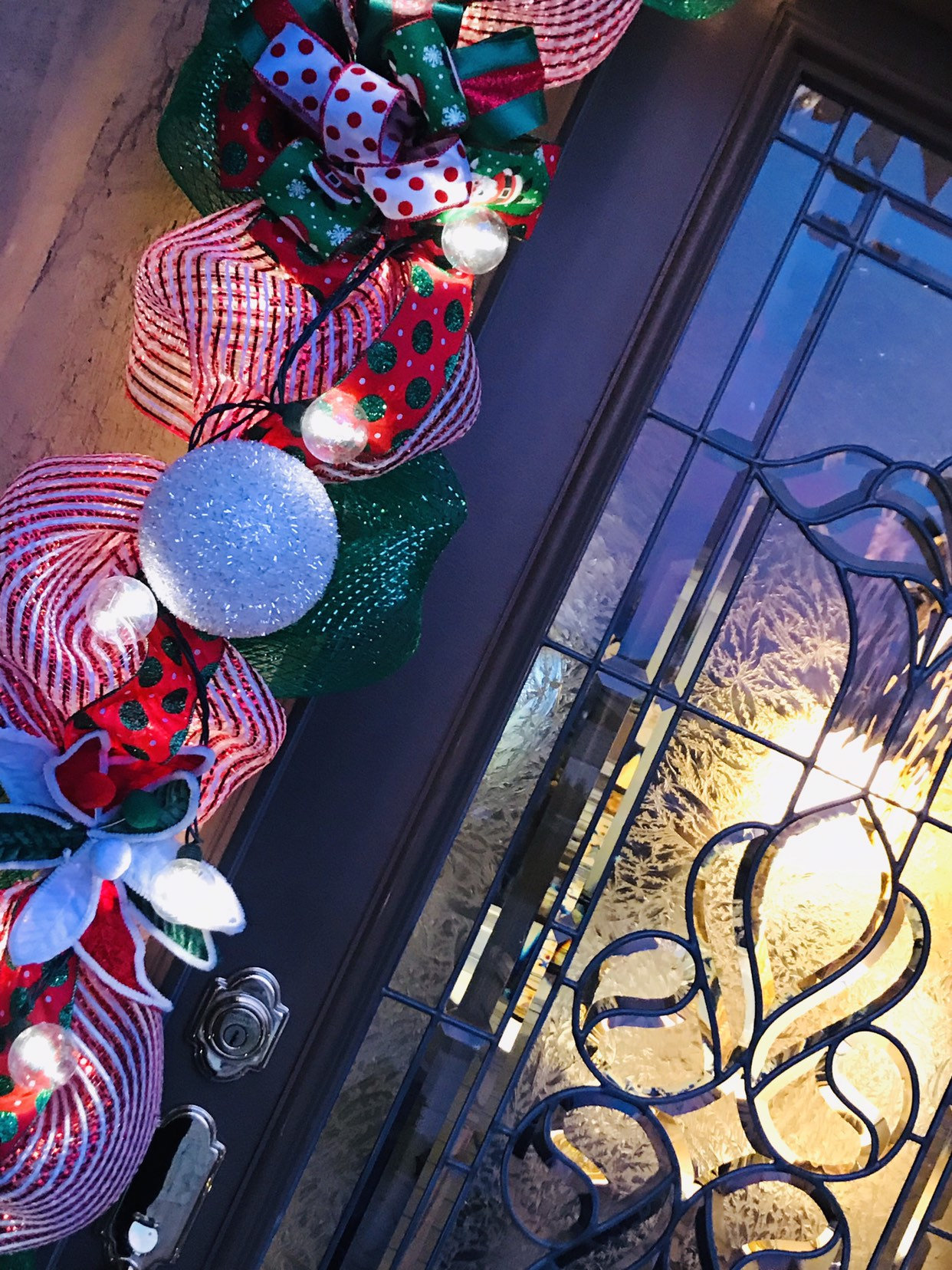 Front Door Christmas Garland with Lights, Christmas Door Decor, Holiday