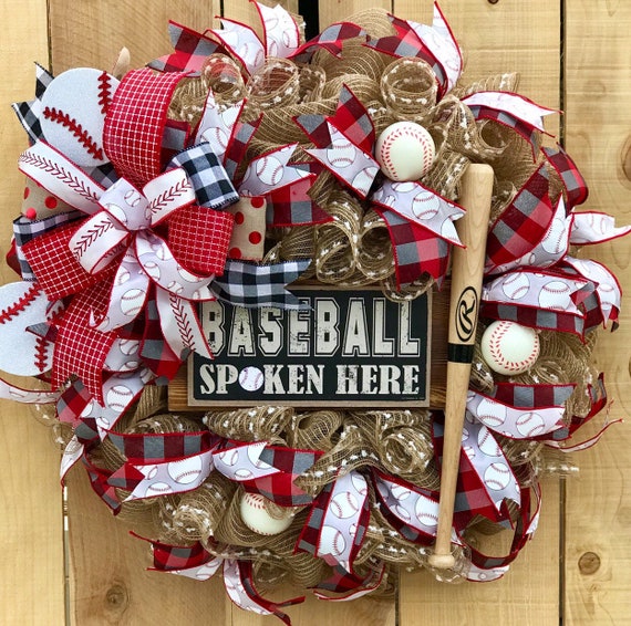 Baseball Wreath Wreath For Front Door Spring Wreath Sports Etsy