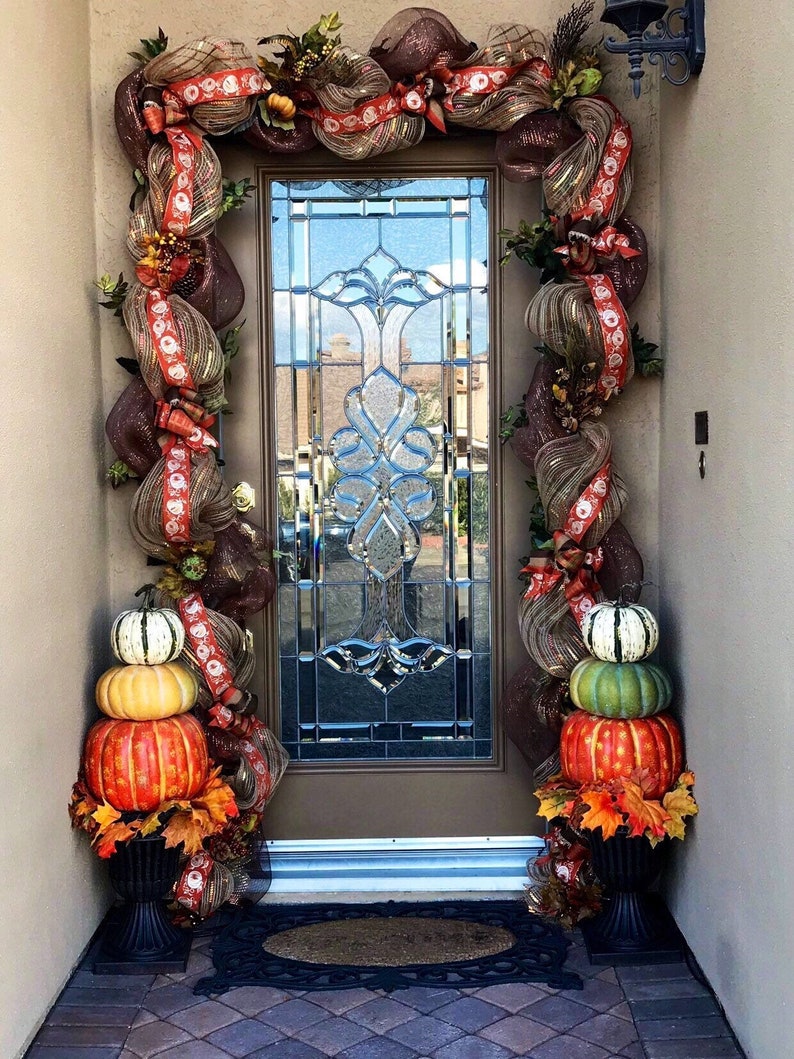 Fall Garland With Lights Swag Decor Front Door Lights Fall Swag Decor Front Door