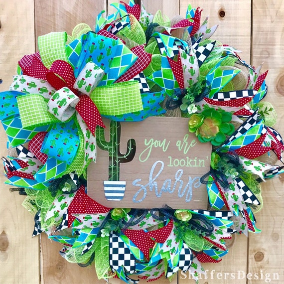 Cactus Wreath Spring Succulent Wreath Cactus Door Decor Etsy