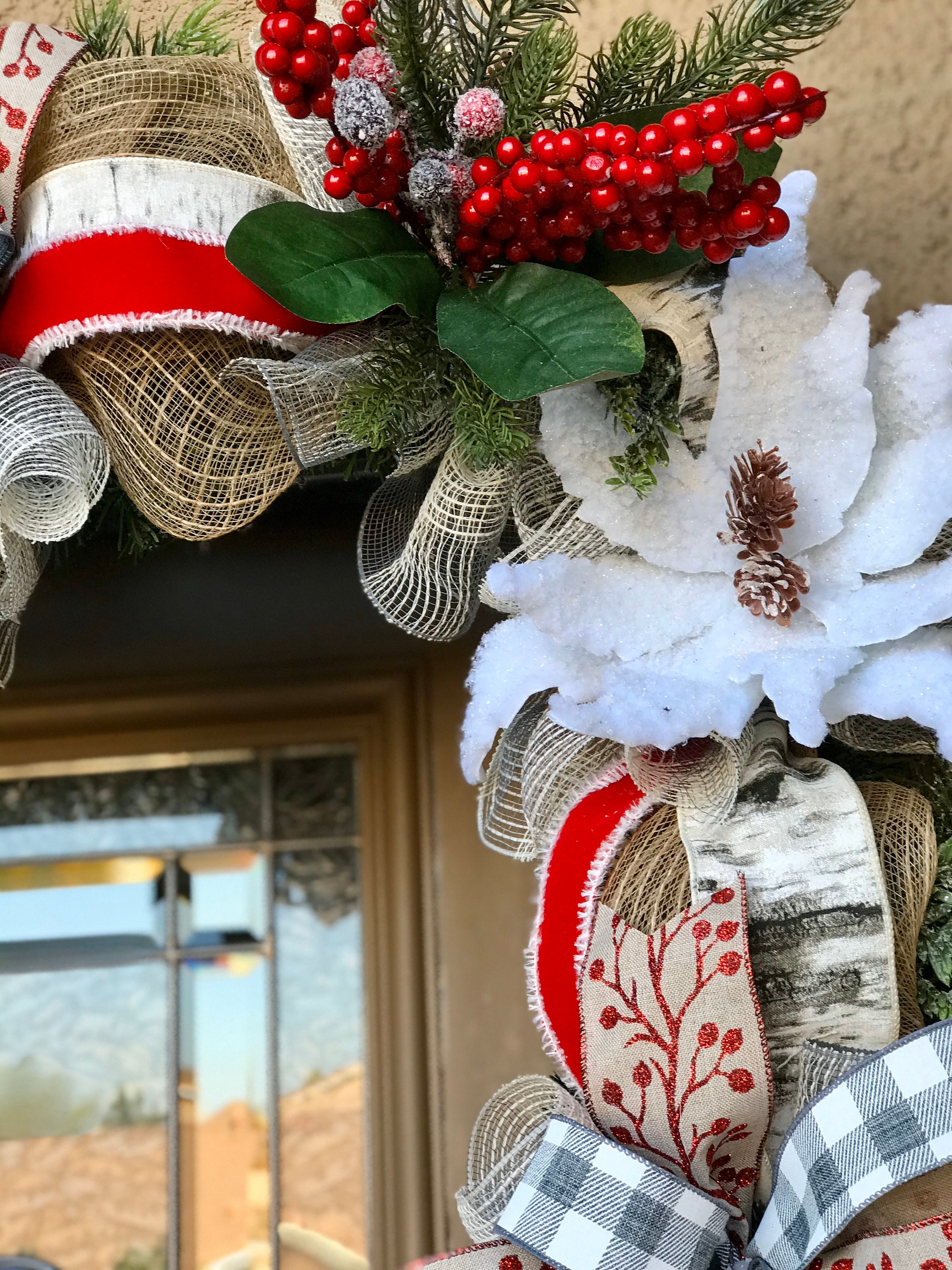 Farmhouse Christmas Garland, Front Door Christmas Decor