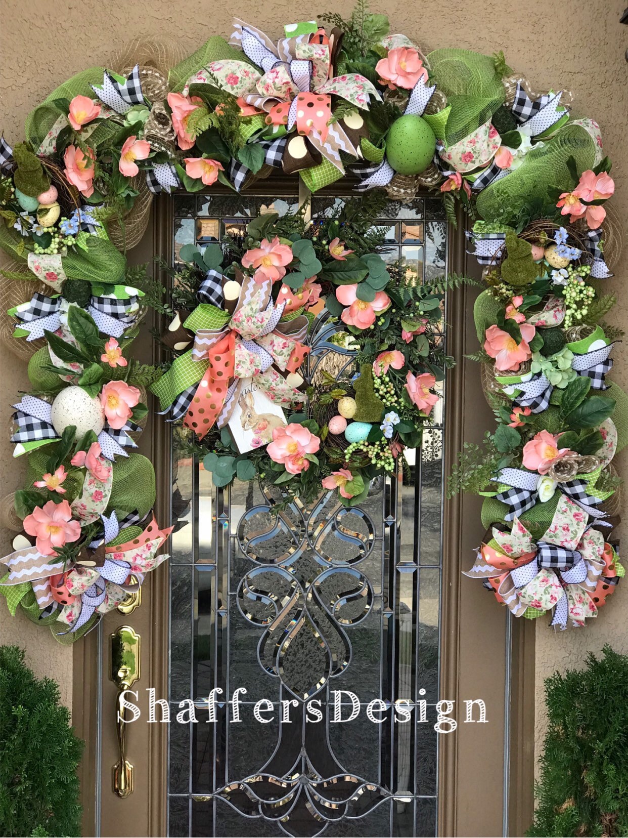 Farmhouse Easter Wreath and Garland Set, Easter Front Door Decor