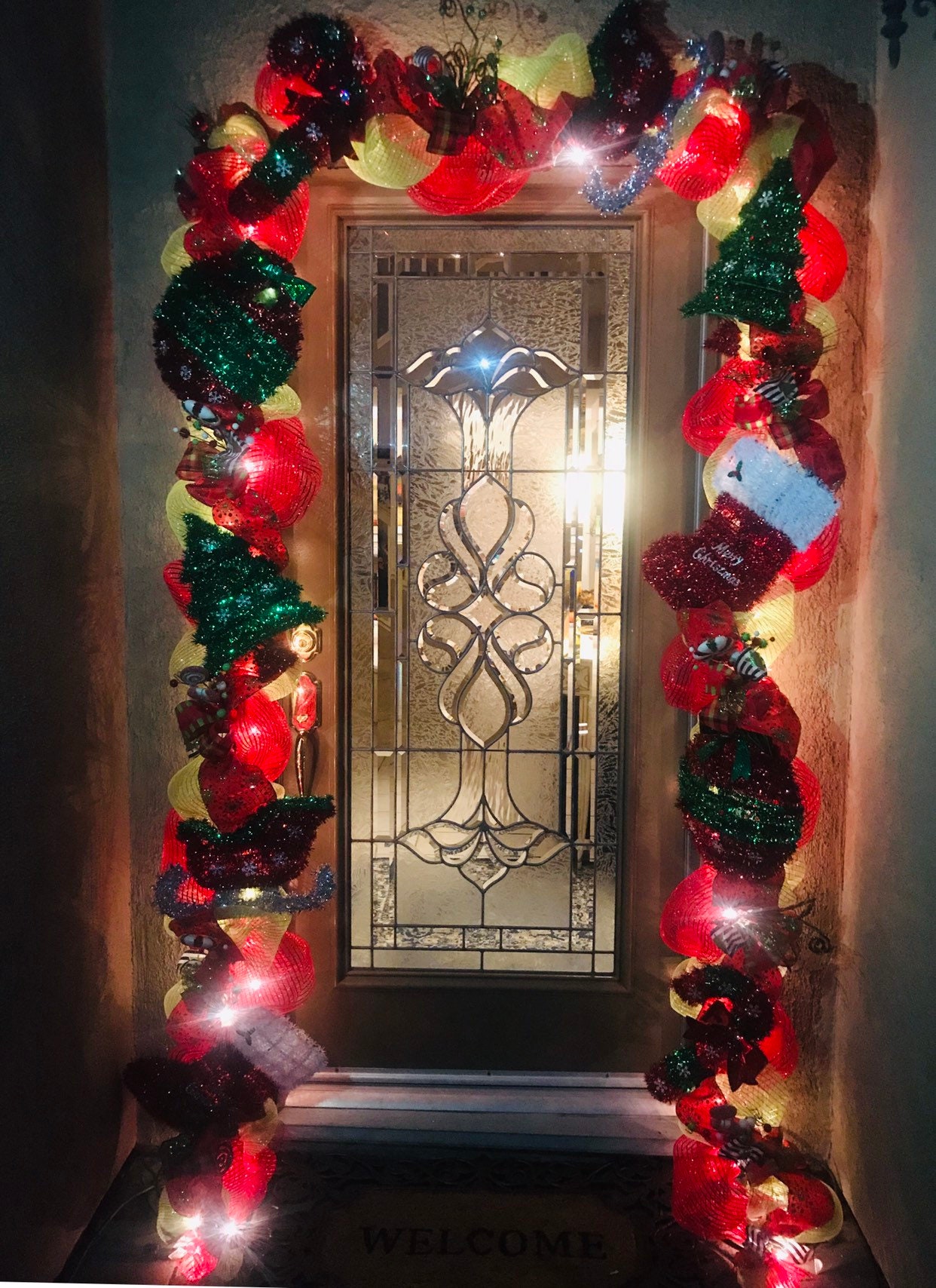 Outdoor Christmas Garland With Lights Front Door Christmas Garland