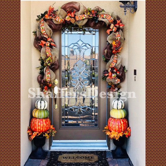 Fall Front Door Garland, Farmhouse Front Door Garland, Autumn Door Decor, Fall Farmhouse Porch Decor