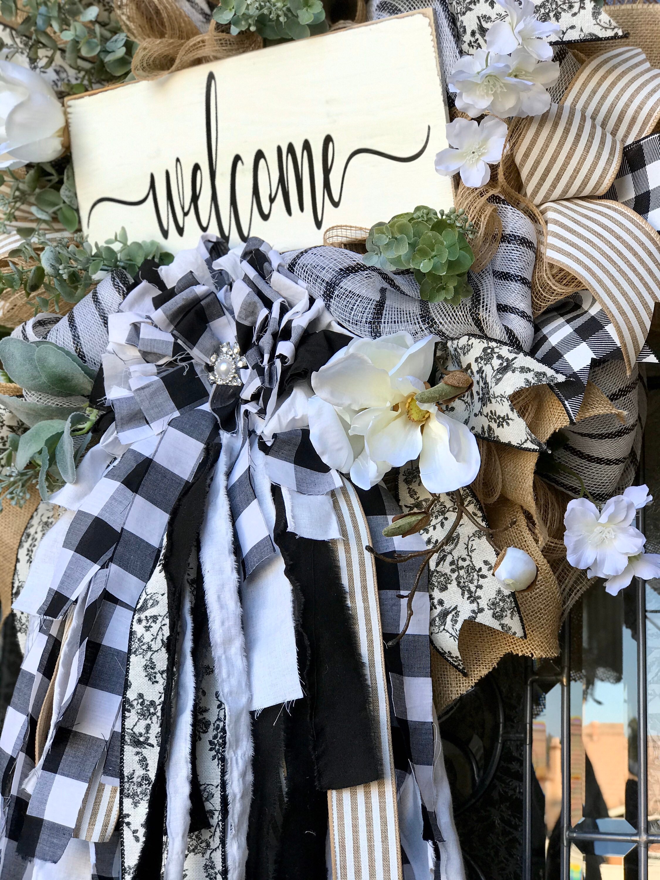 Everyday Farmhouse Wreath, Buffalo Check Wreath, Modern Farmhouse Decor, Magnolia Wreath