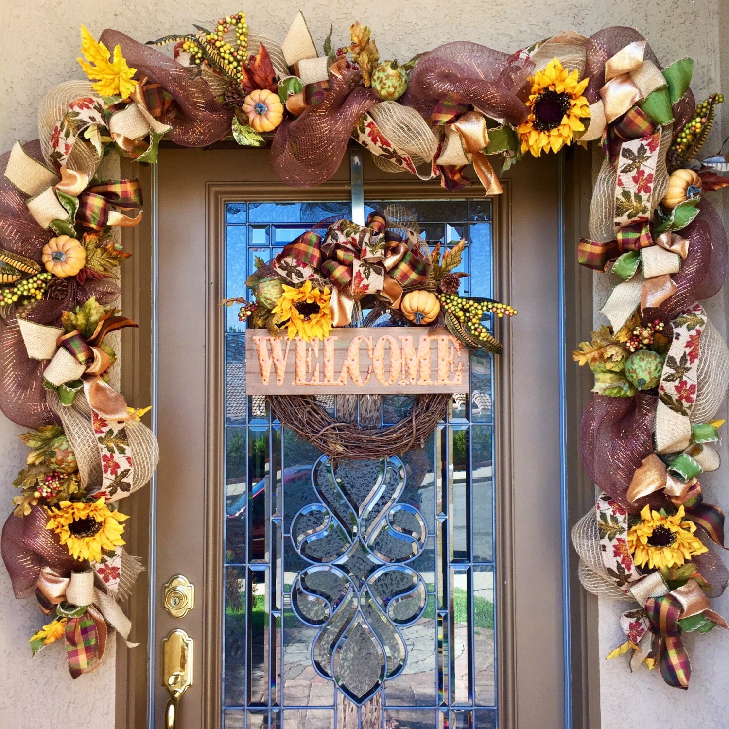 Fall Sunflower Garland And Wreath Farmhouse Fall Sunflower Garland And Wreath