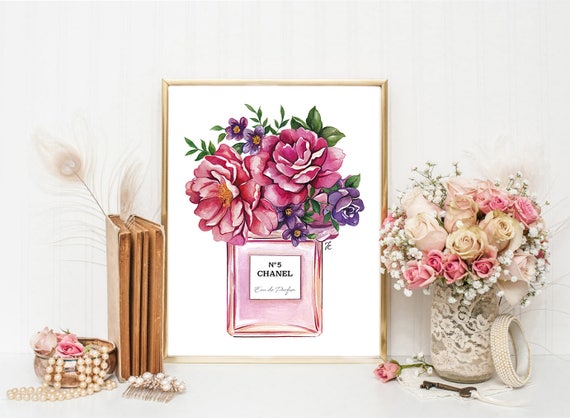 Parfum Chanel Fleurs Peinture Chanel Fleurs Chanel Oeuvre Chanel Impression Mode Illustration Mode Croquis De Mode Chanel Impression Peinture