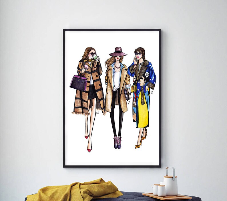 Fashion Ilration Wall Decor Girly Art High Vanity Feminine Dorm