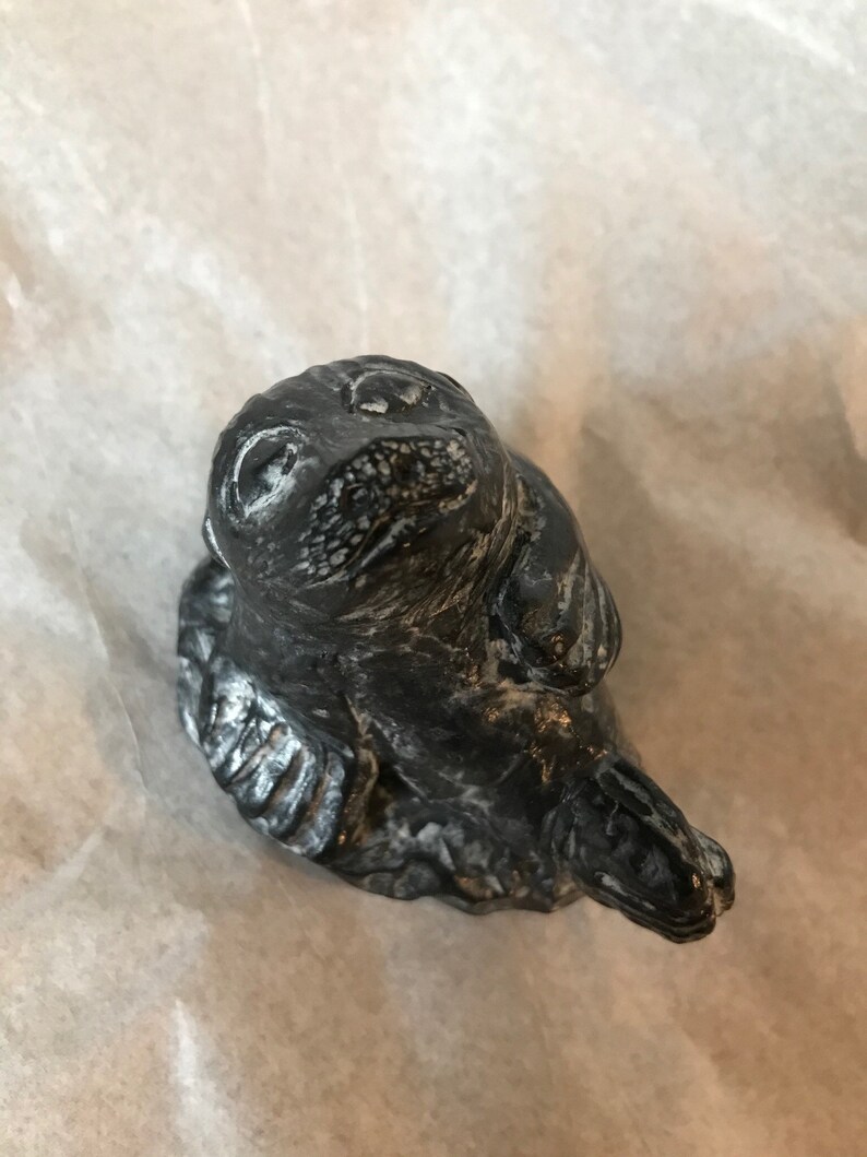 Hand made soapstone seal sculpture by The Wolf Sculptures in Etsy