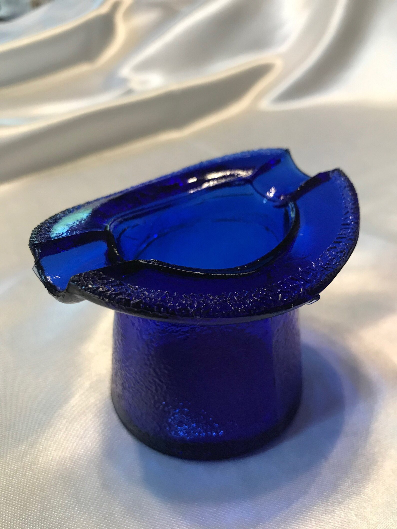 Vintage 1930s40s cobalt blue glass top hat ashtray Etsy