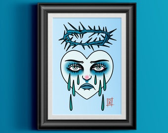 Crying Heart Tattoo Etsy