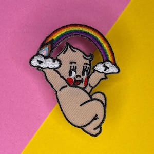 LGBTQ Cute Kewpie Rainbow Iron On Patch