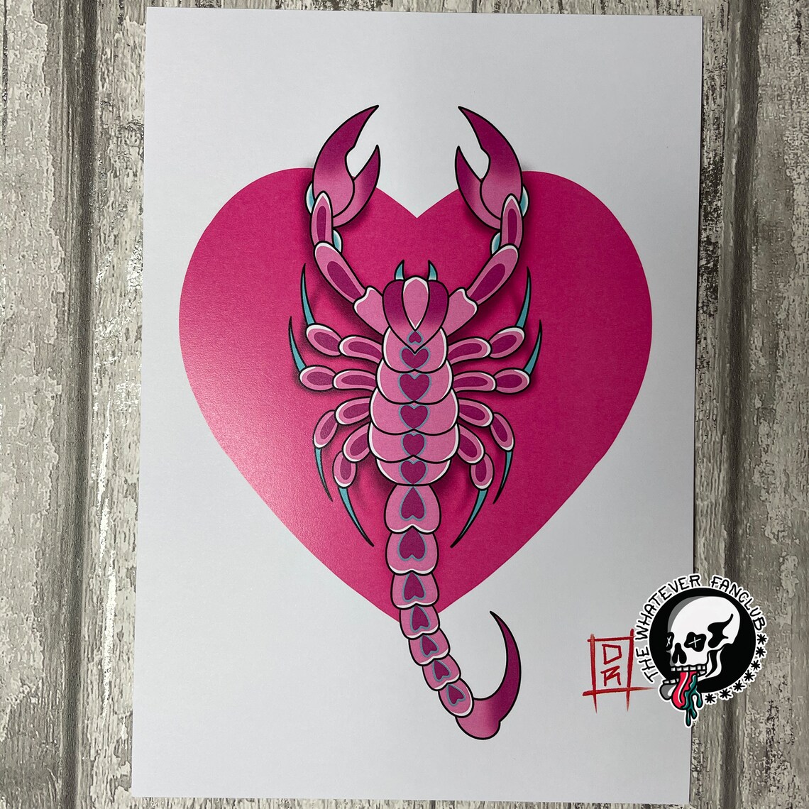 A5 Heart Pastel Scorpion Traditional Tattoo Art Print | Etsy